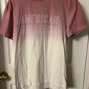 American Eagle Outfitters Pink and White Tee